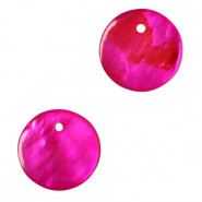 Muschel Anhänger Süßwasserperlmutt rund 15mm Magenta pink
